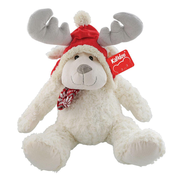 Kalidou - White Moose with Red Hat - 14"