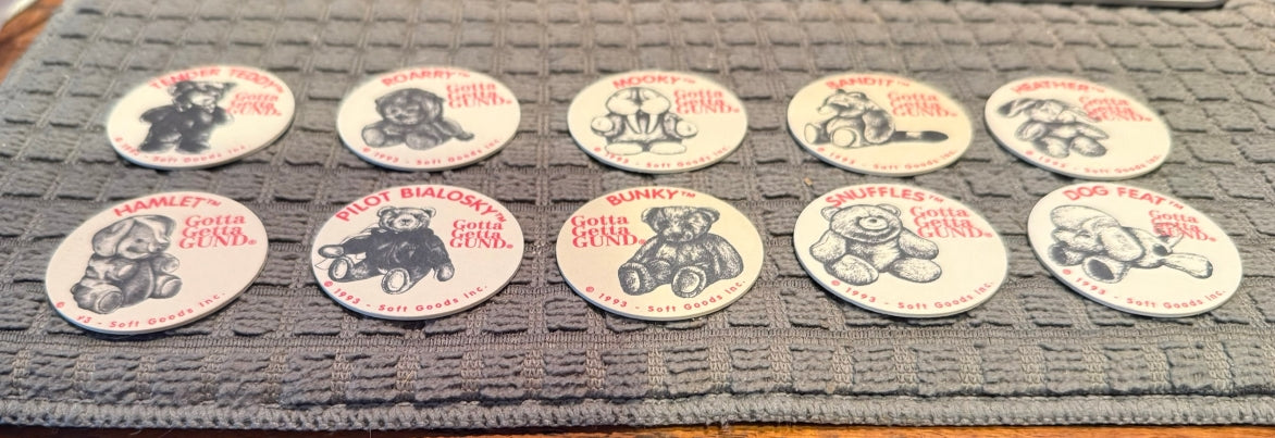 Gund - Vintage 1993 Milk Caps (Pogs) - set of 10
