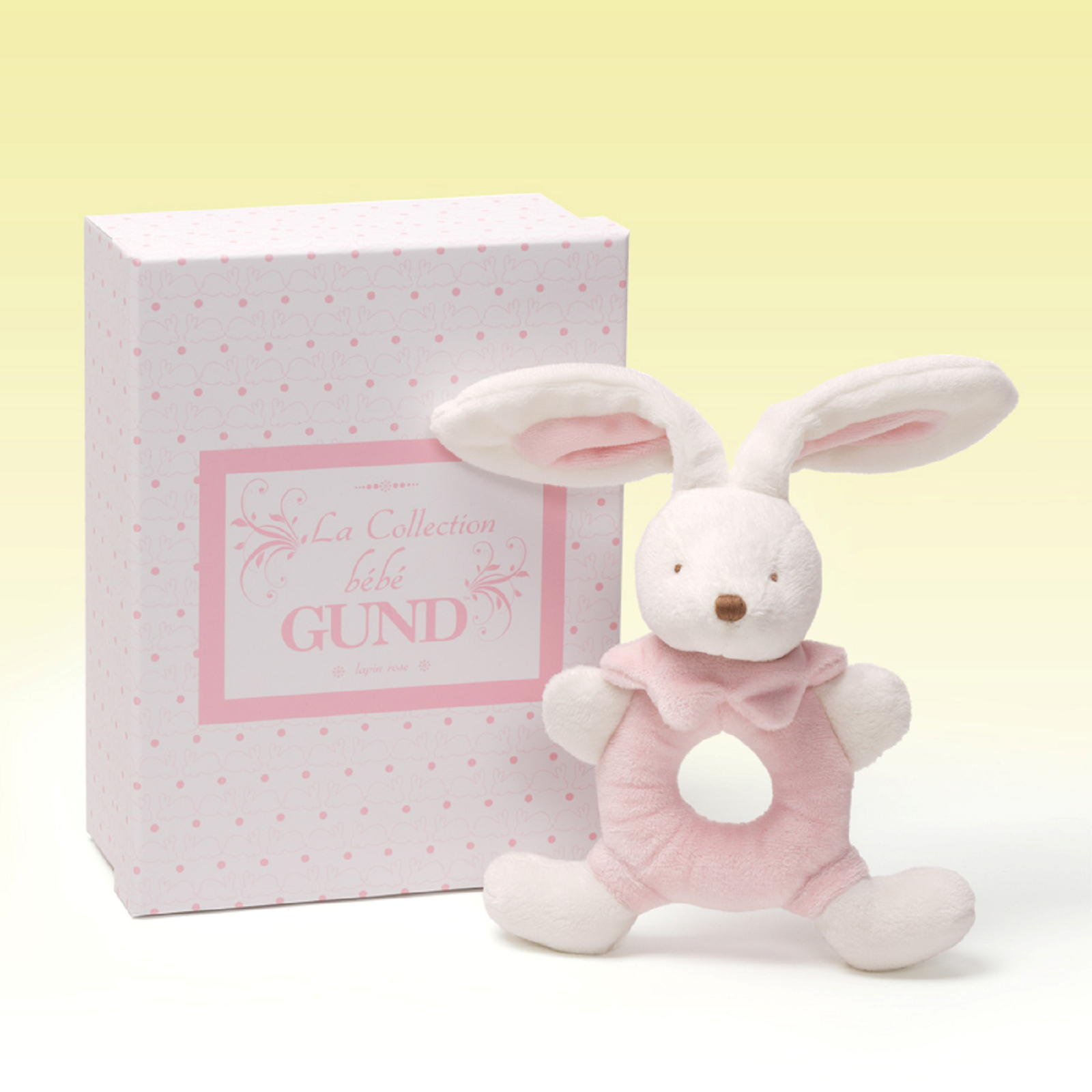 Gund - La Collection be'be' - Pink Bunny Rattle
