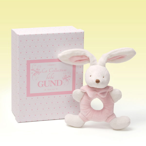 Gund - La Collection be'be' - Pink Bunny Rattle