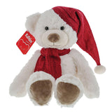Kalidou - White Teddy with Red Hat & Scarf - 10"