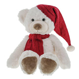 Kalidou - White Teddy with Red Hat & Scarf - 10"
