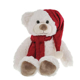 Kalidou - White Teddy with Red Hat & Scarf - 8"