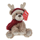 Kalidou - Brown Reindeer Teddy with Red Hat & Scarf - 8"